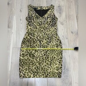 Lafayette 148 New York Green Leopard Print Mini Dress with pockets